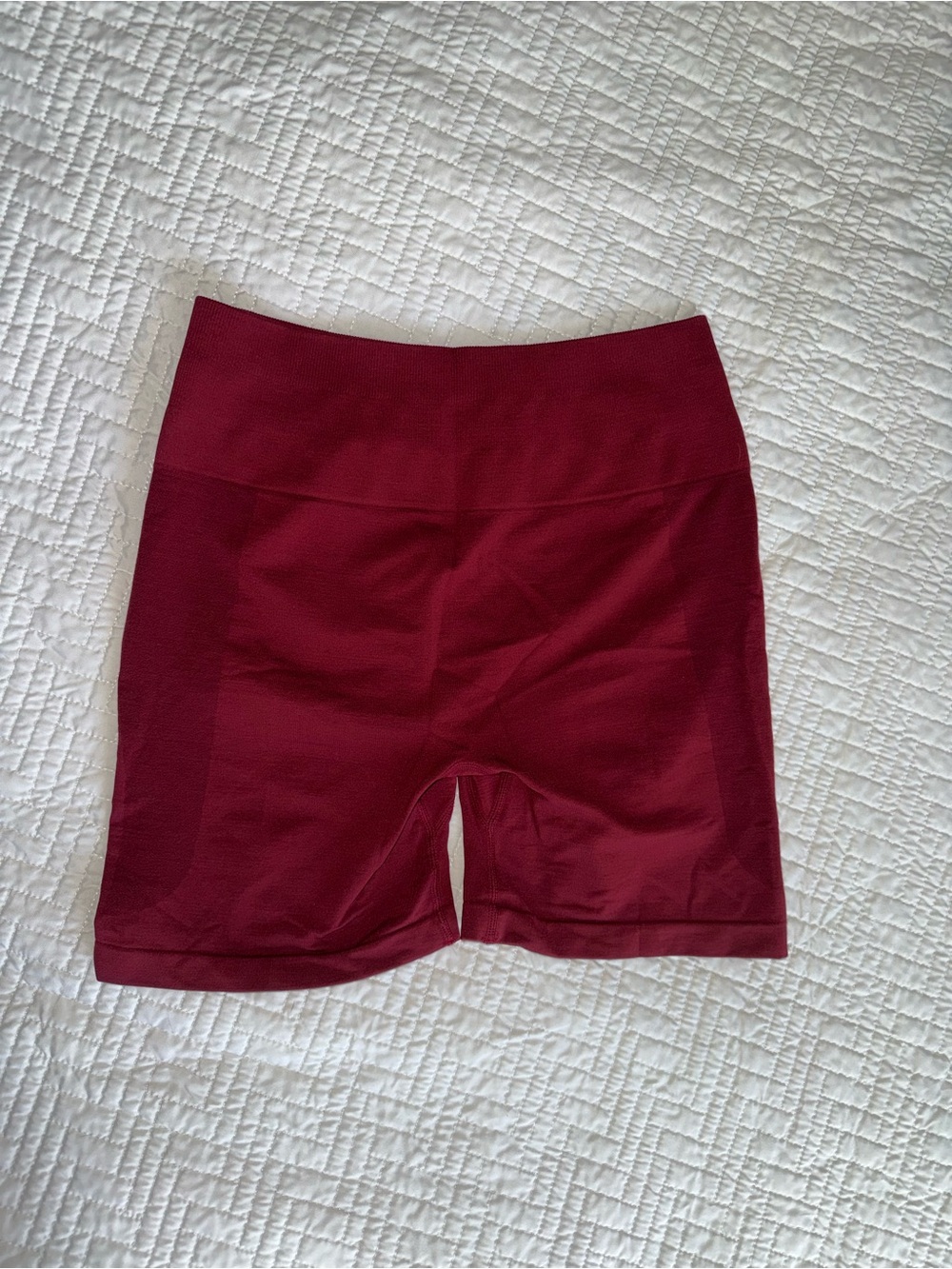Inaka Power Women's High-Waist Athletic Shorts in Burgundy
